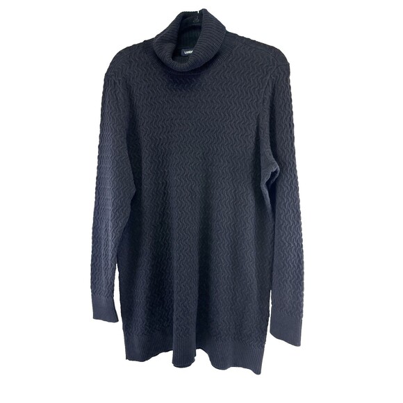 Lands' End Sweaters - Lands End‎ Black Turtleneck Sweater Tunic Textured Pullover Cotton Womens XL